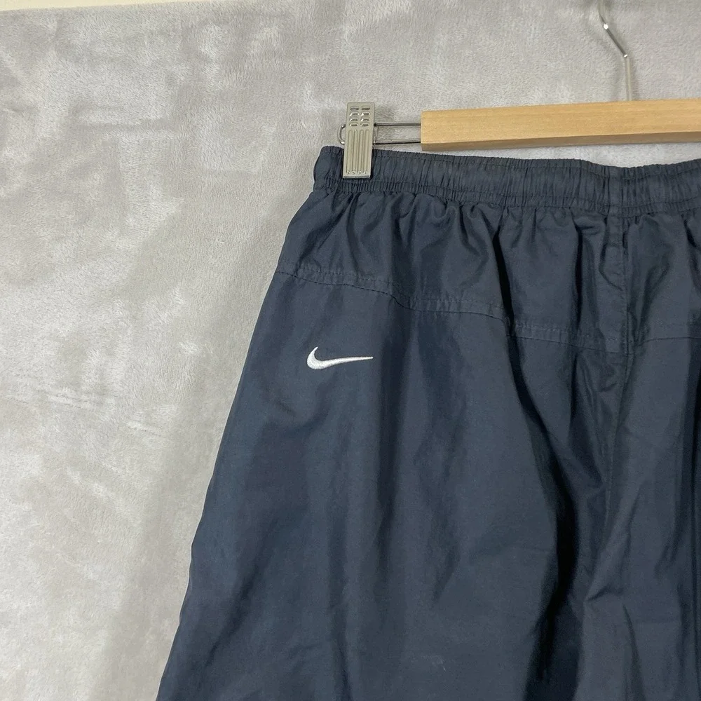 Vtg Y2K Nike Track Pants Mens Medium Black Orange Lined Logo Techno 2000s Nylon